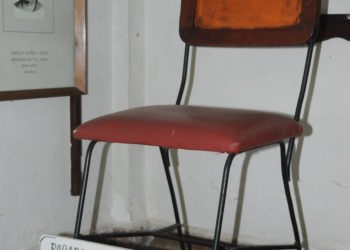 Desde esta silla Fidel habló a los trabajadores de Alquitex el 22 de octubre de 1970