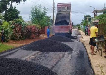 Pavimentación de calles en El Palenque / Foto: Tomada del perfil de Facebook de Arianna Martínez