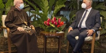 Díaz-Canel se reúne con el Cardenal estadounidense Sean Patrick O´Malley. Foto: Estudios Revolución.