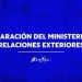 Declaración del Ministerio de Relaciones Exteriores