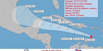 Huracán Beryl alcanza la categoría 5 en el Caribe oriental