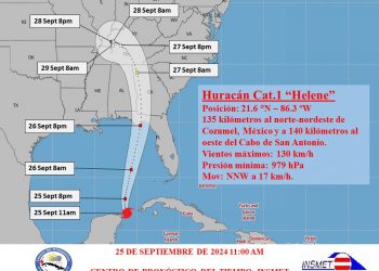 Helene se convierte en huracán sobre el canal de Yucatán