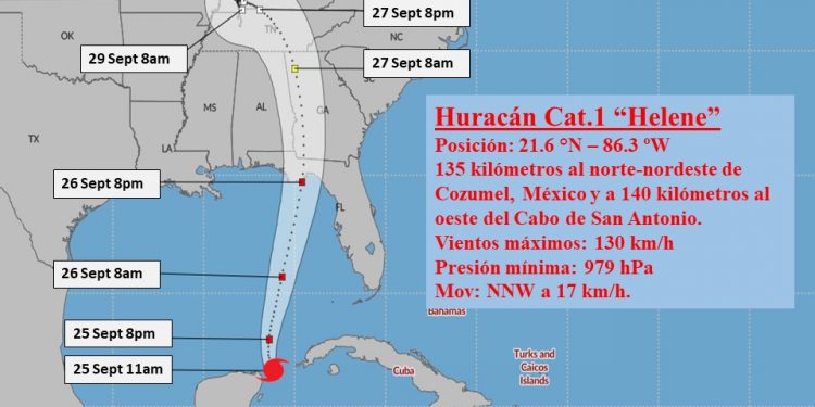 Helene se convierte en huracán sobre el canal de Yucatán