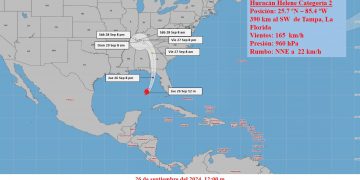 Helene durante la mañana ha continuado ganando en intensidad sobre el golfo de México