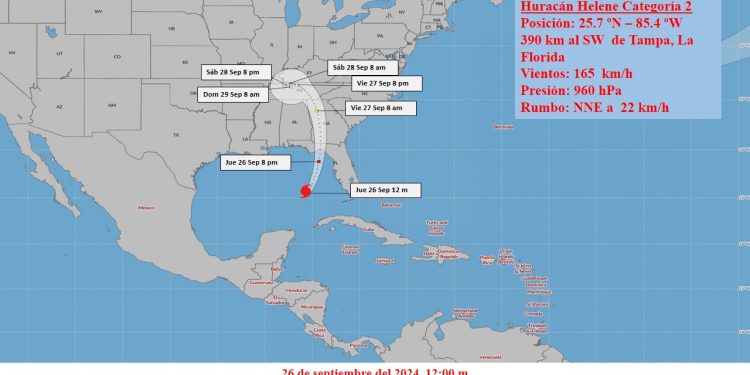 Helene durante la mañana ha continuado ganando en intensidad sobre el golfo de México