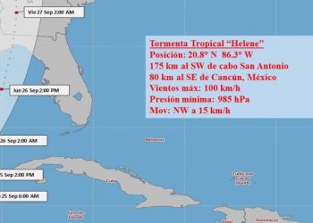 Helene próximo al canal de Yucatán