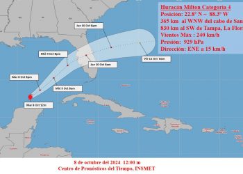 Milton comienza su desplazamiento al este nordeste