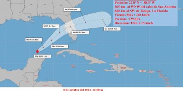 Milton comienza su desplazamiento al este nordeste