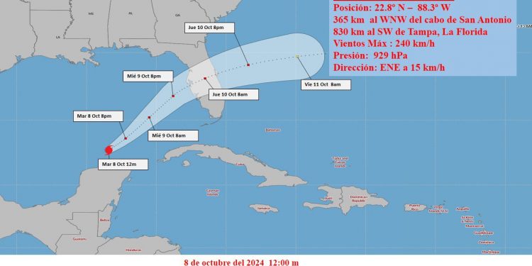 Milton comienza su desplazamiento al este nordeste
