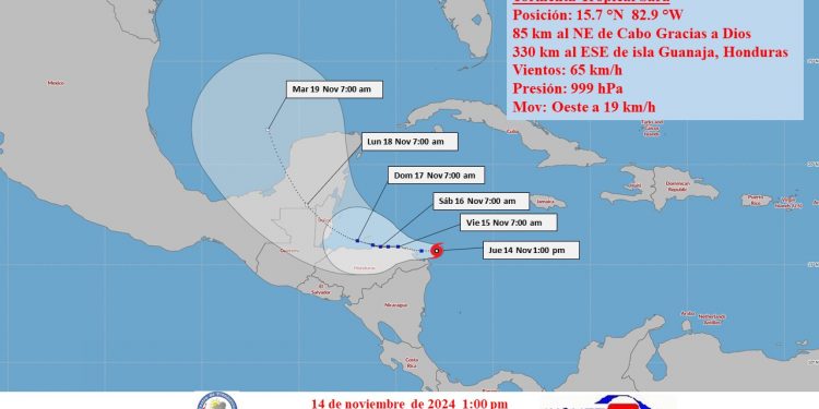 Se forma la tormenta tropical Sara